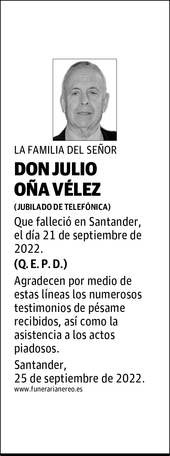 DON JULIO OÑA VÉLEZ