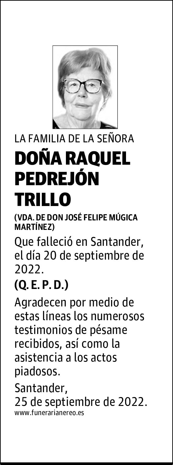 DOÑA RAQUEL PEDREJÓN TRILLO