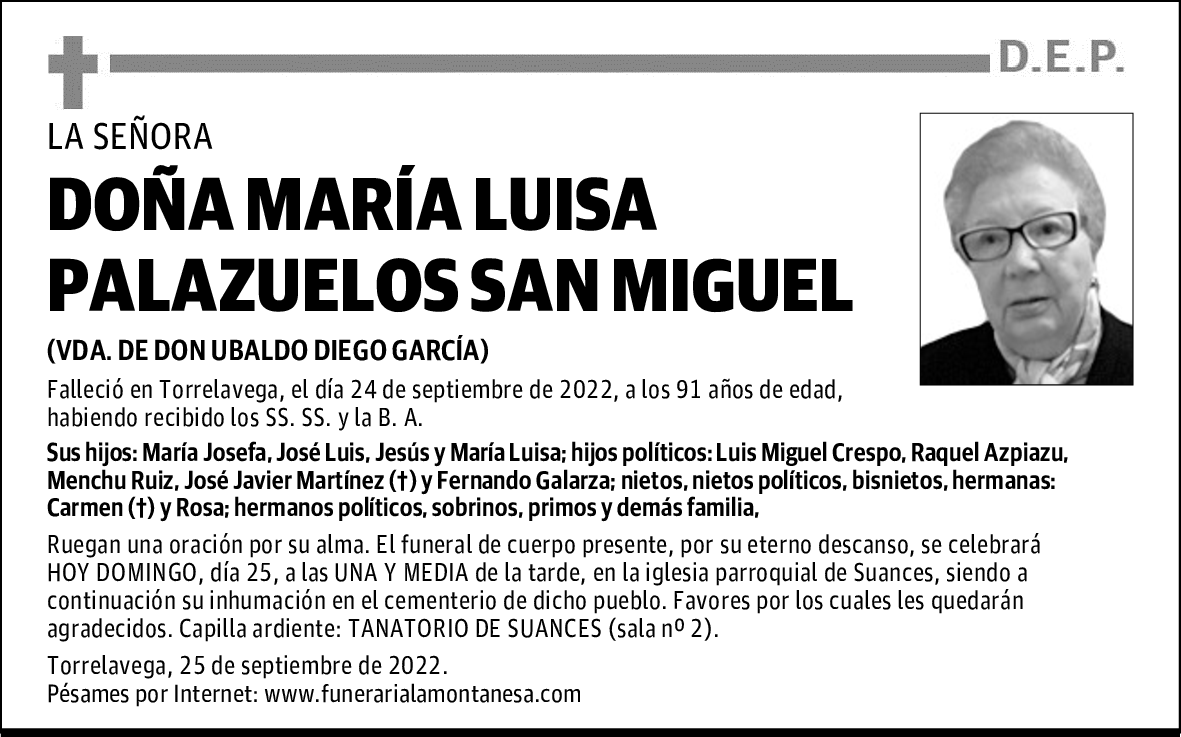 DOÑA MARÍA LUISA PALAZUELOS SAN MIGUEL