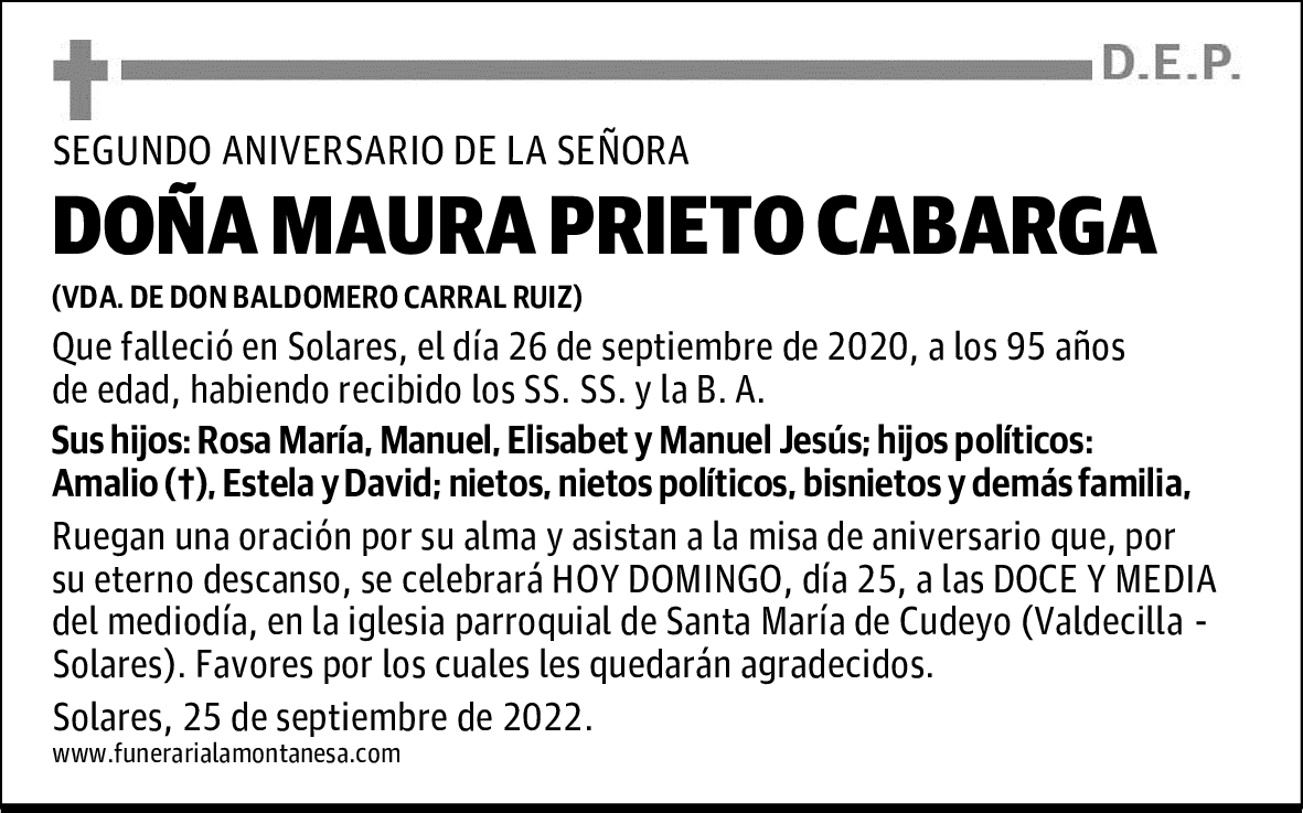DOÑA MAURA PRIETO CABARGA