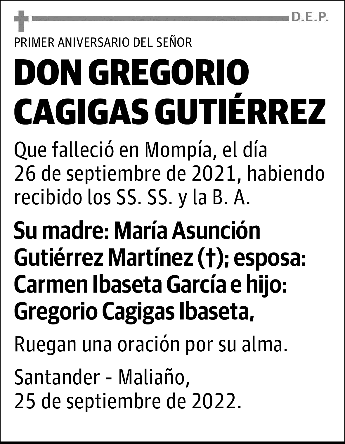DON GREGORIO CAGIGAS GUTIÉRREZ