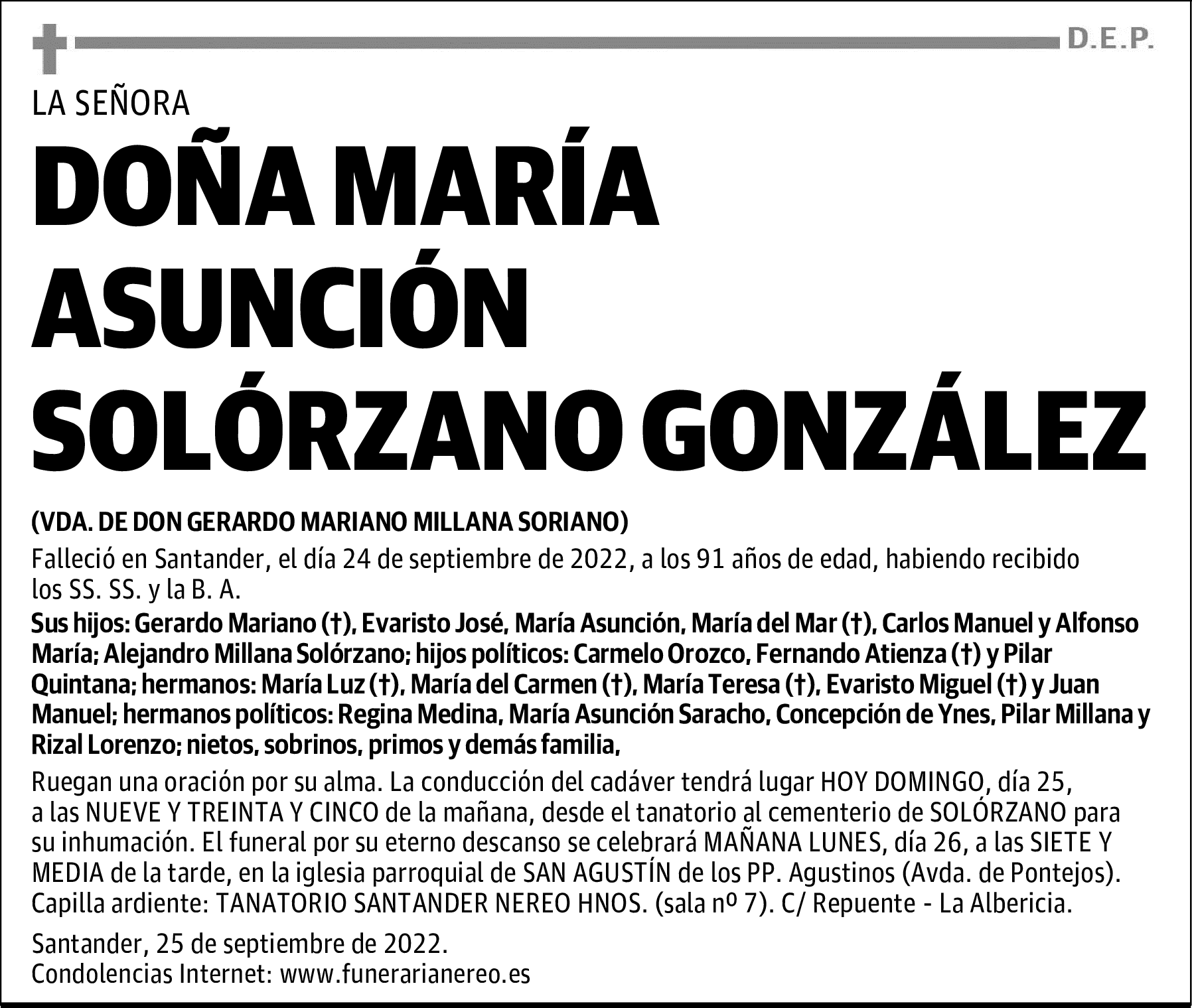 DOÑA MARÍA ASUNCIÓN SOLÓRZANO GONZÁLEZ