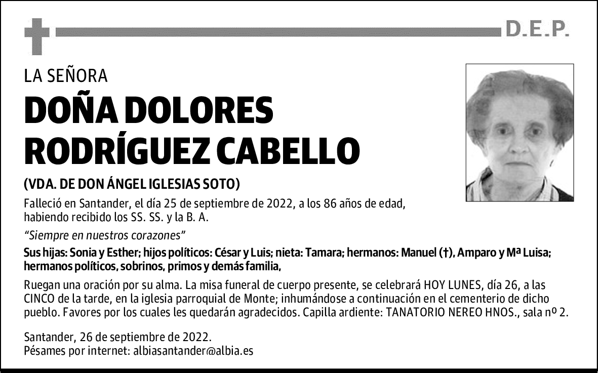 DOÑA DOLORES RODRÍGUEZ CABELLO