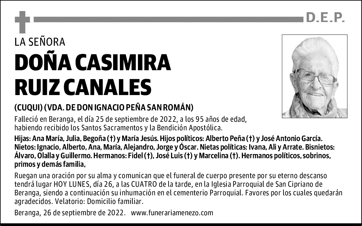 DOÑA CASIMIRA RUIZ CANALES