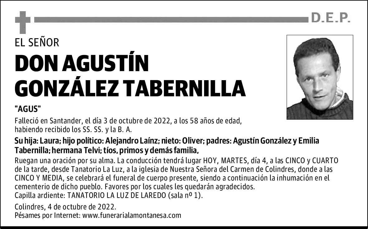 DON AGUSTÍN GONZÁLEZ TABERNILLA
