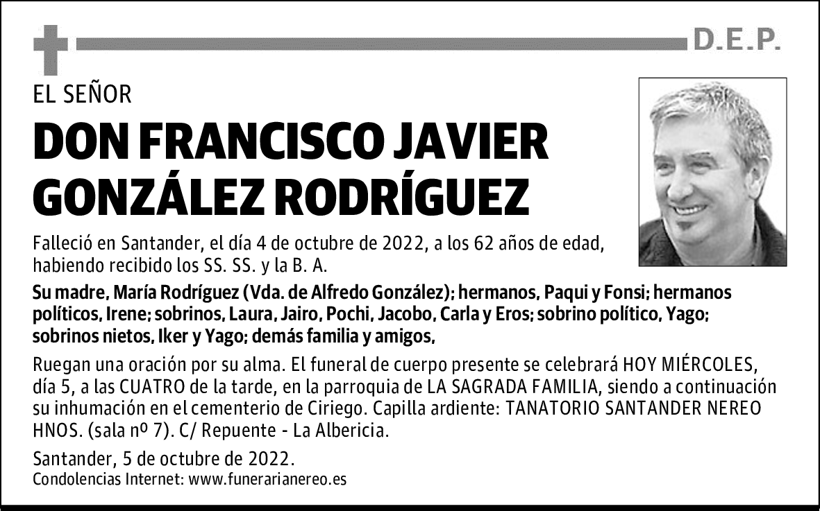 DON FRANCISCO JAVIER GONZÁLEZ RODRÍGUEZ