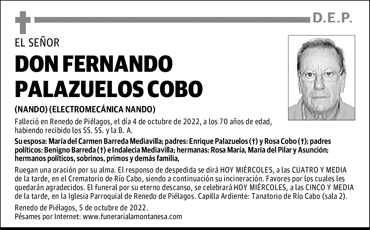 DON FERNANDO PALAZUELOS COBO