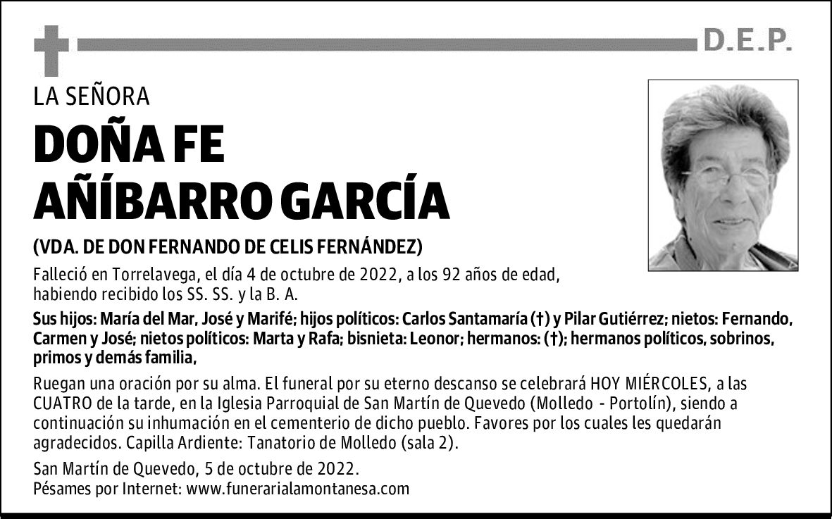 DOÑA FE AÑÍBARRO GARCÍA