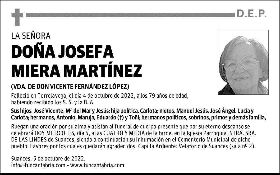 DOÑA JOSEFA MIERA MARTÍNEZ
