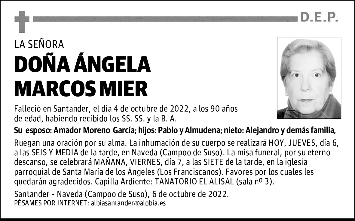 DOÑA ÁNGELA MARCOS MIER