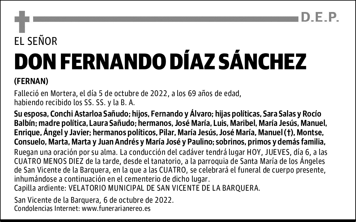 DON FERNANDO DÍAZ SÁNCHEZ