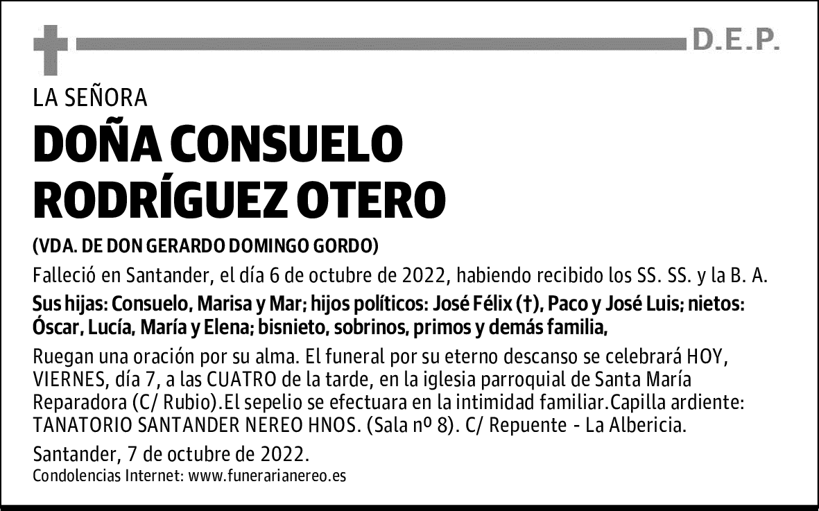 DOÑA CONSUELO RODRÍGUEZ OTERO
