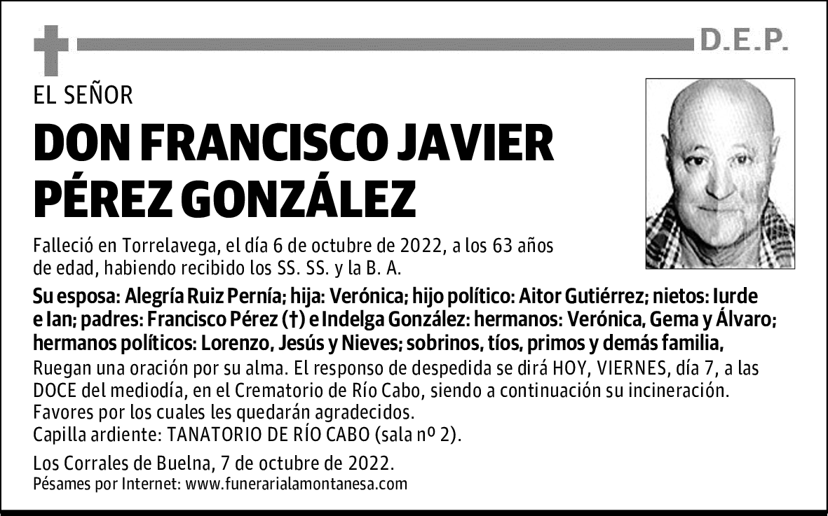 DON FRANCISCO JAVIER PÉREZ GONZÁLEZ