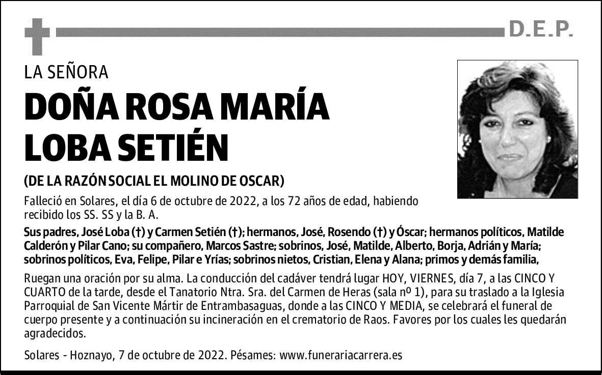 DOÑA ROSA MARÍA LOBA SETIÉN