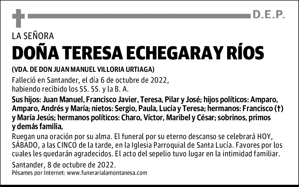 DOÑA TERESA ECHEGARAY RIOS