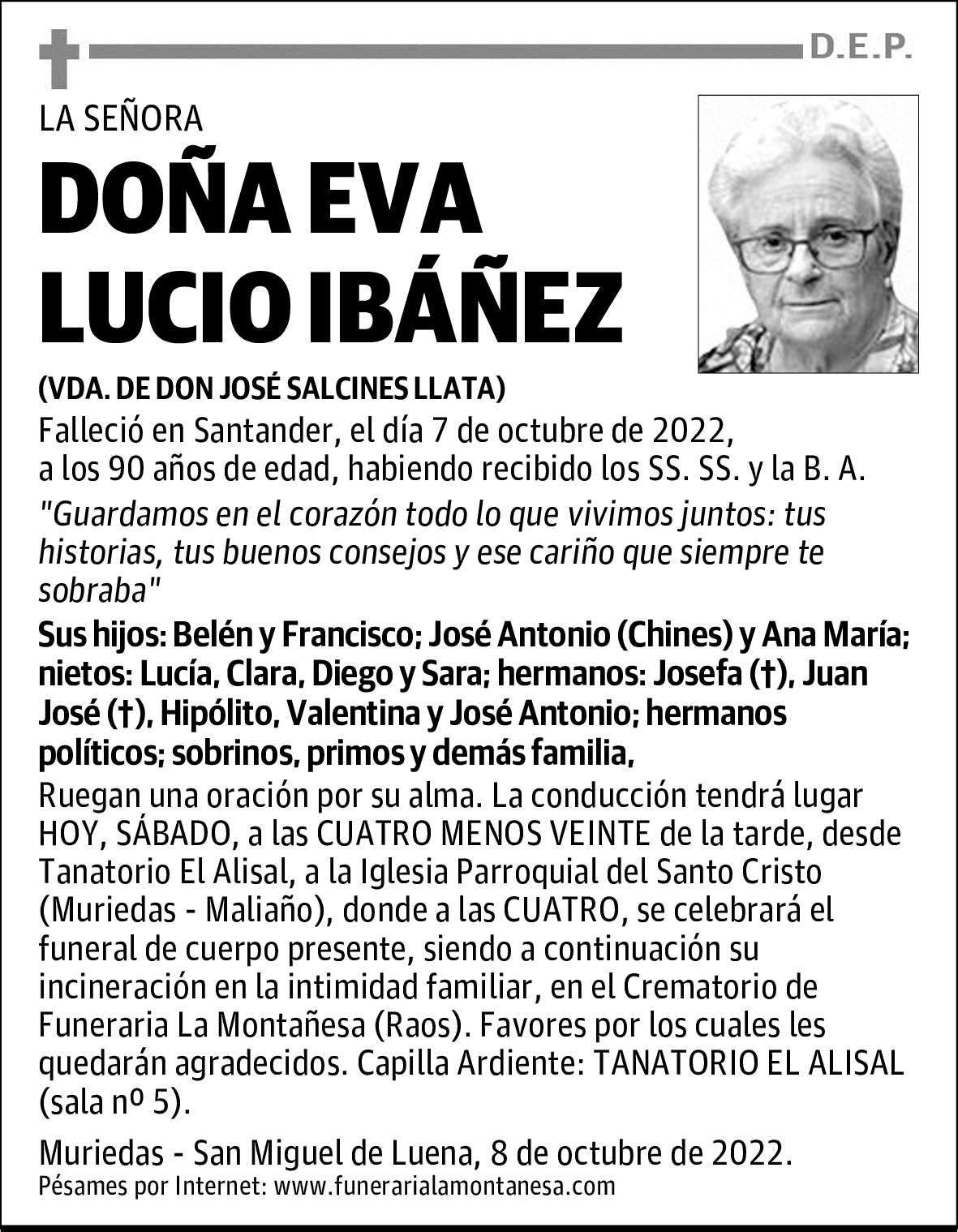 DOÑA EVA LUCIO IBÁÑEZ
