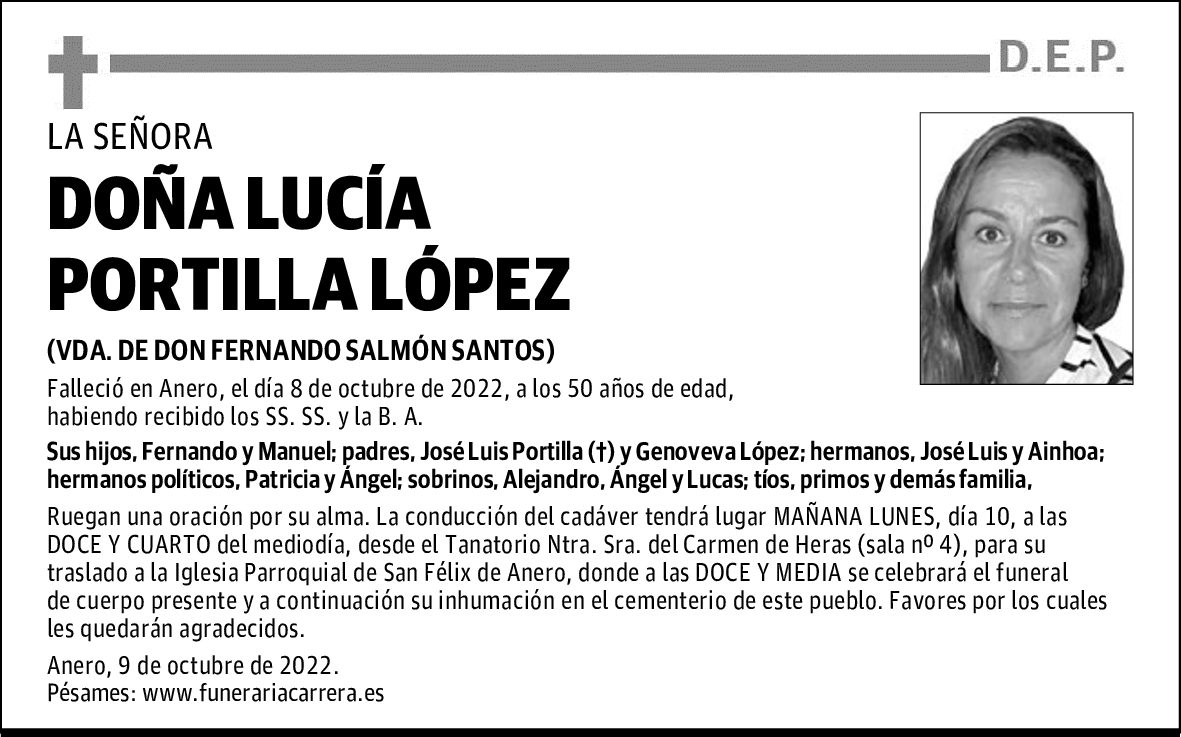 DOÑA LUCÍA PORTILLA LÓPEZ