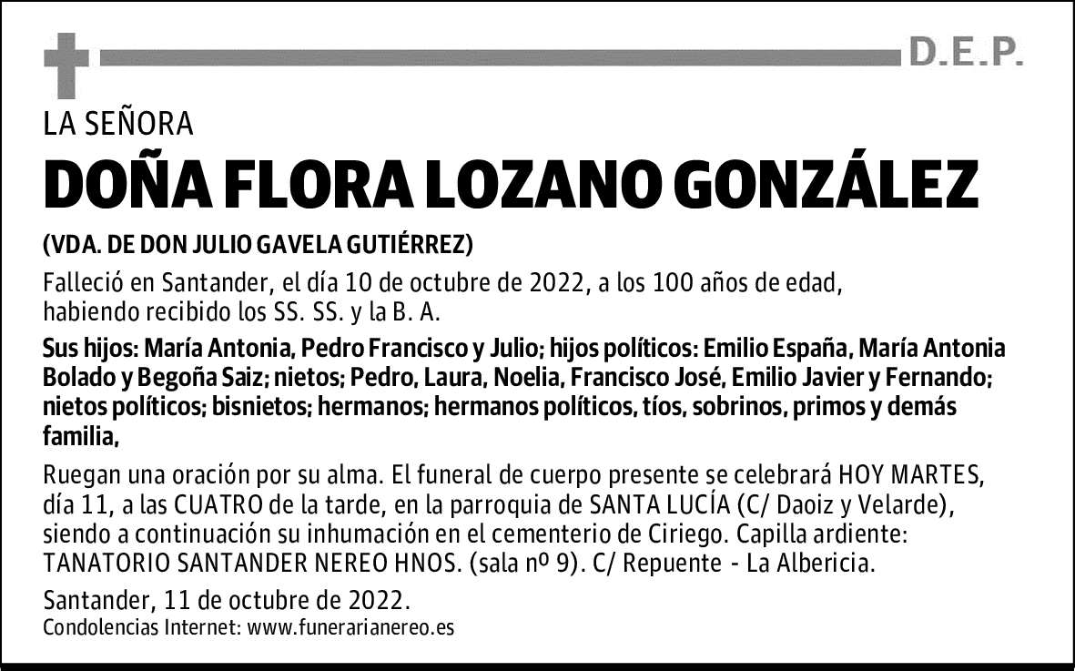 DOÑA FLORA LOZANO GONZÁLEZ