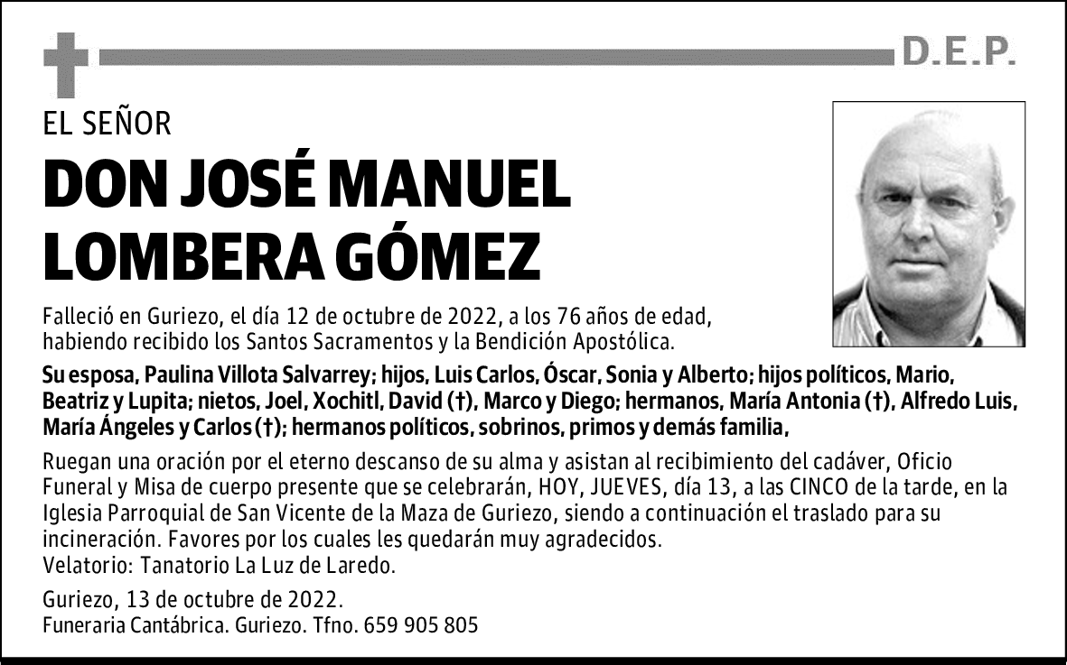 DON JOSÉ MANUEL LOMBERA GÓMEZ