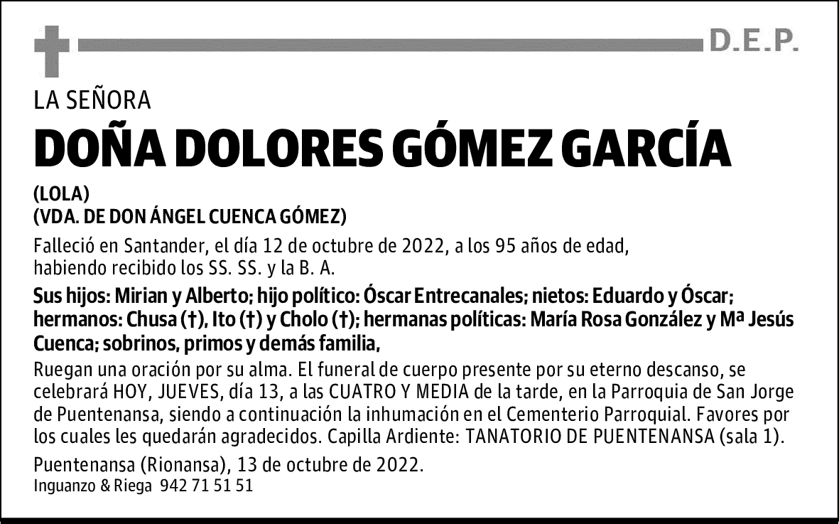 DOÑA DOLORES GÓMEZ GARCÍA