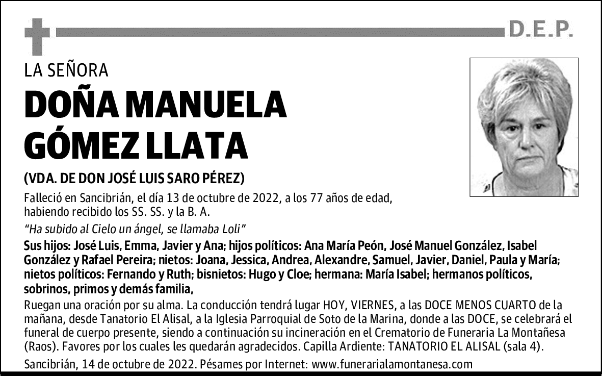 DOÑA MANUELA GÓMEZ LLATA