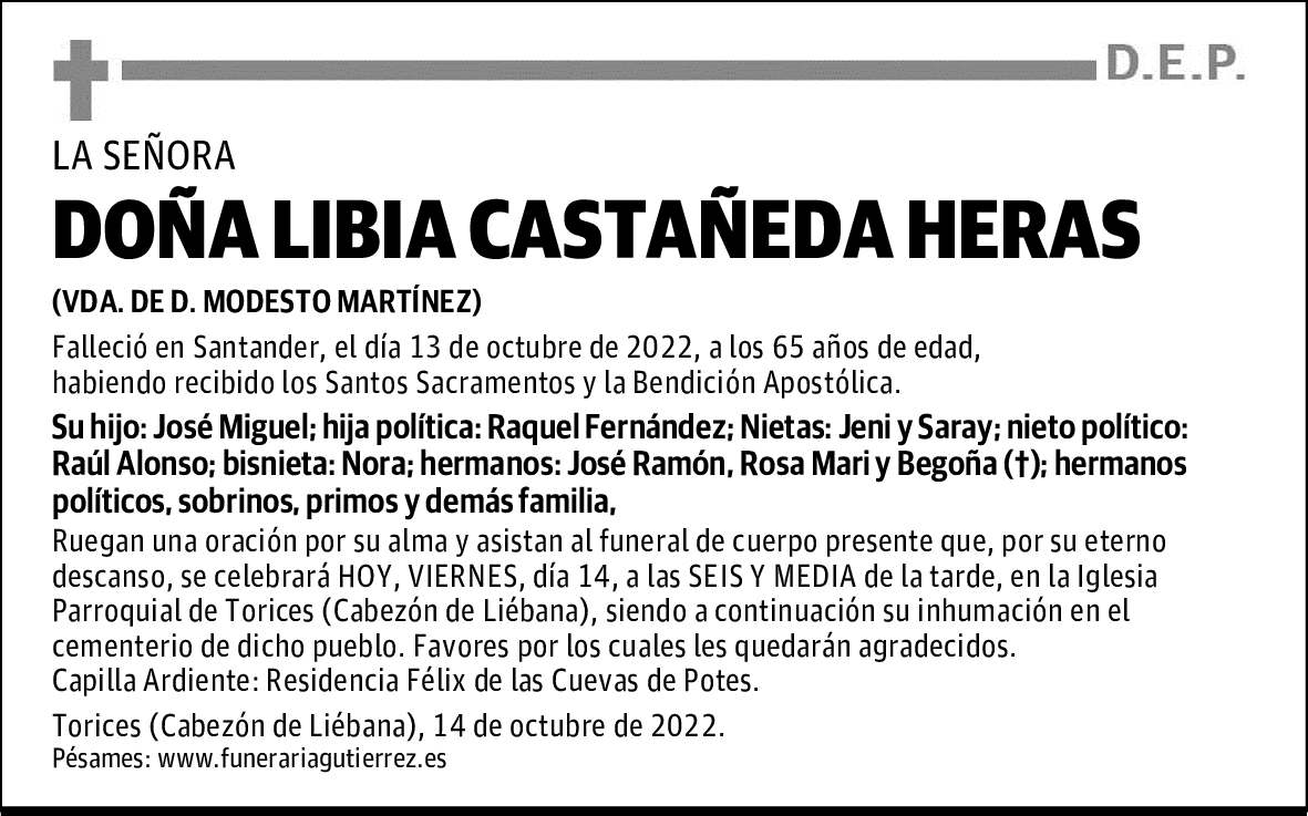 DOÑA LIBIA CASTAÑEDA HERAS