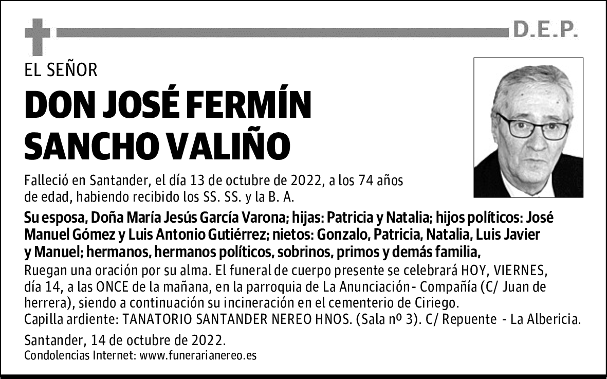 DON JOSÉ FERMÍN SANCHO VALIÑO