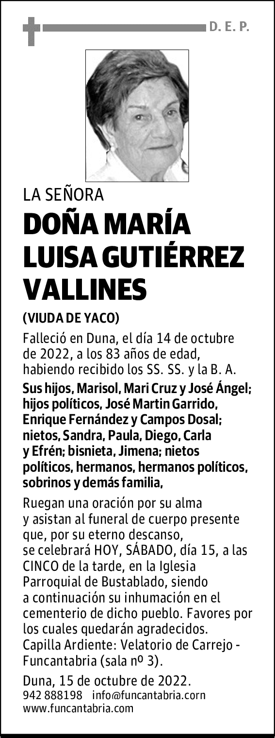 DOÑA MARÍA LUISA GUTIÉRREZ VALLINES