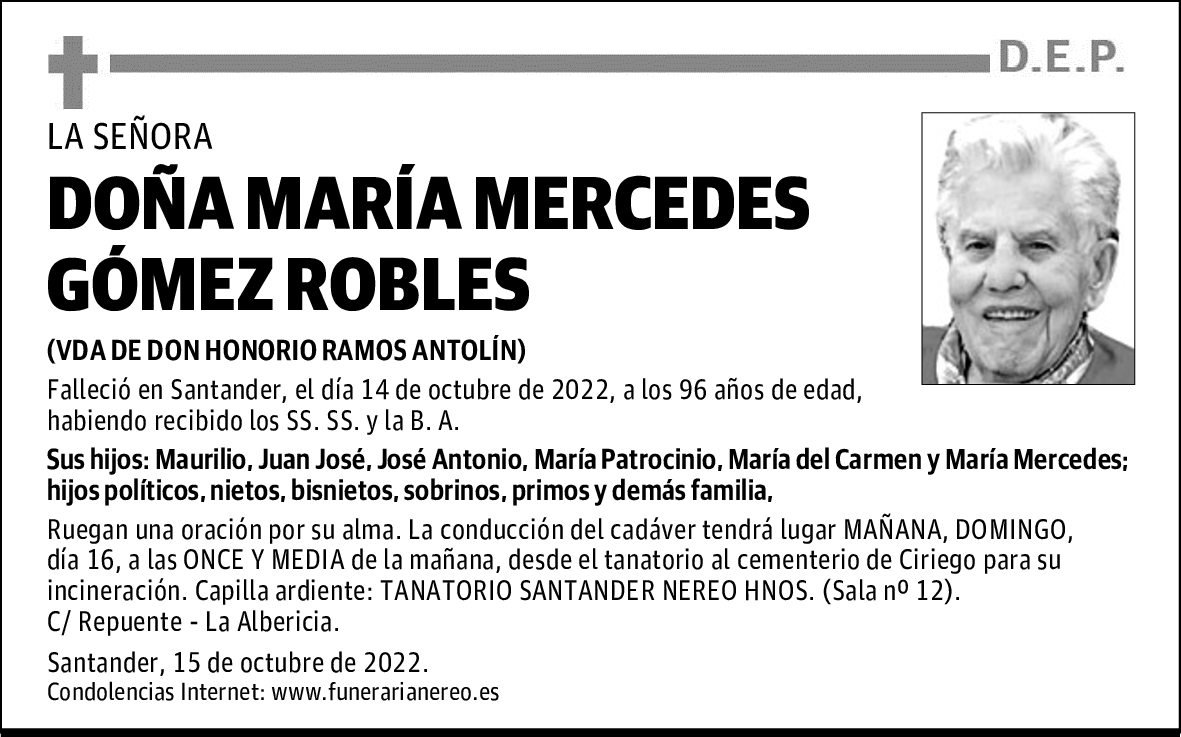 DOÑA MARÍA MERCEDES GÓMEZ ROBLES