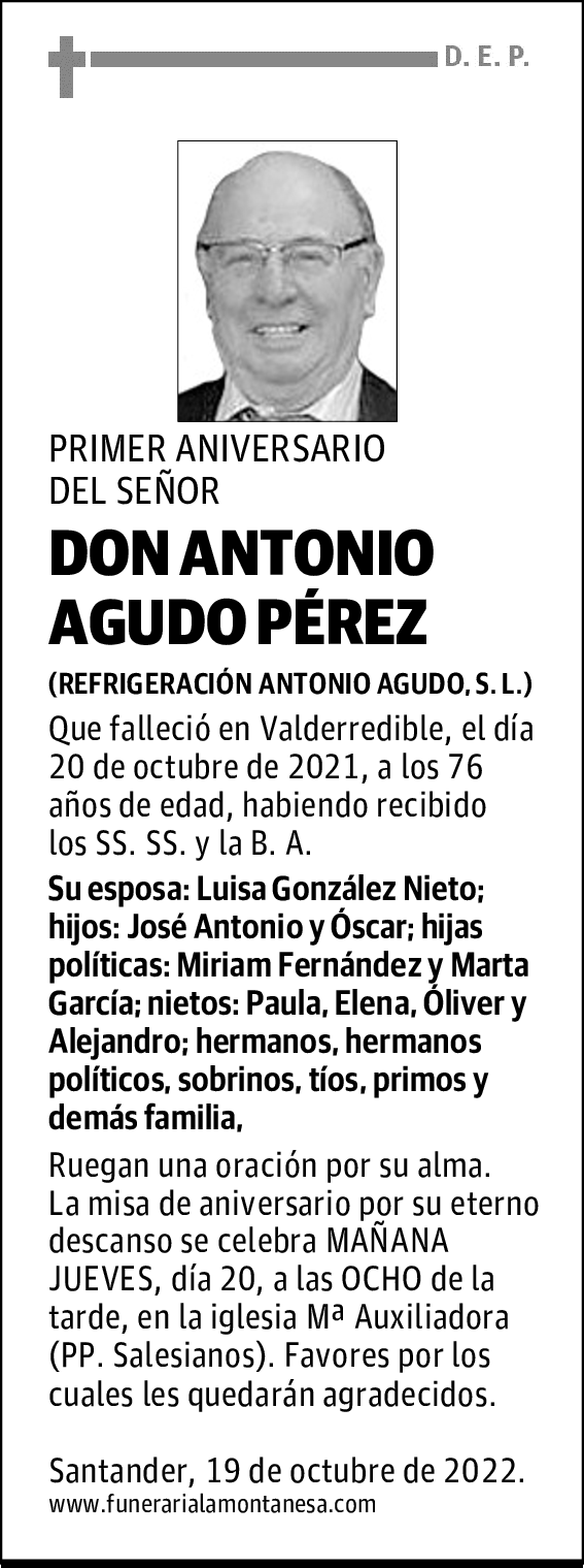 DON ANTONIO AGUDO PÉREZ