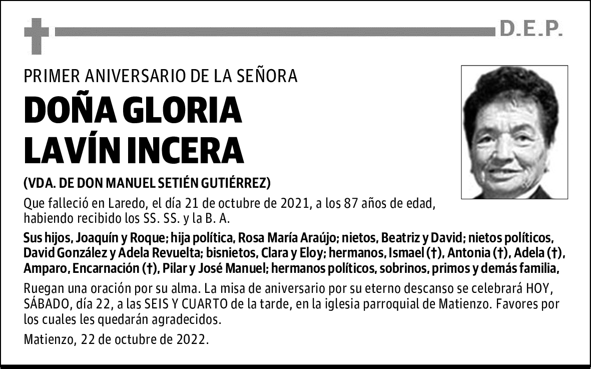 DOÑA GLORIA LAVÍN INCERA