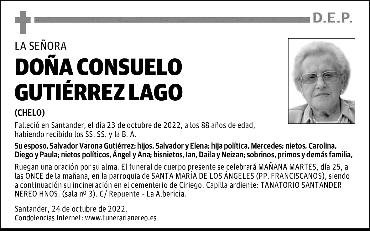 DOÑA CONSUELO GUTIÉRREZ LAGO