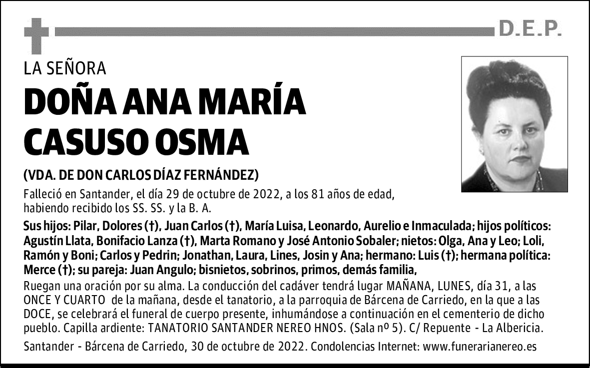 DOÑA ANA MARÍA CASUSO OSMA