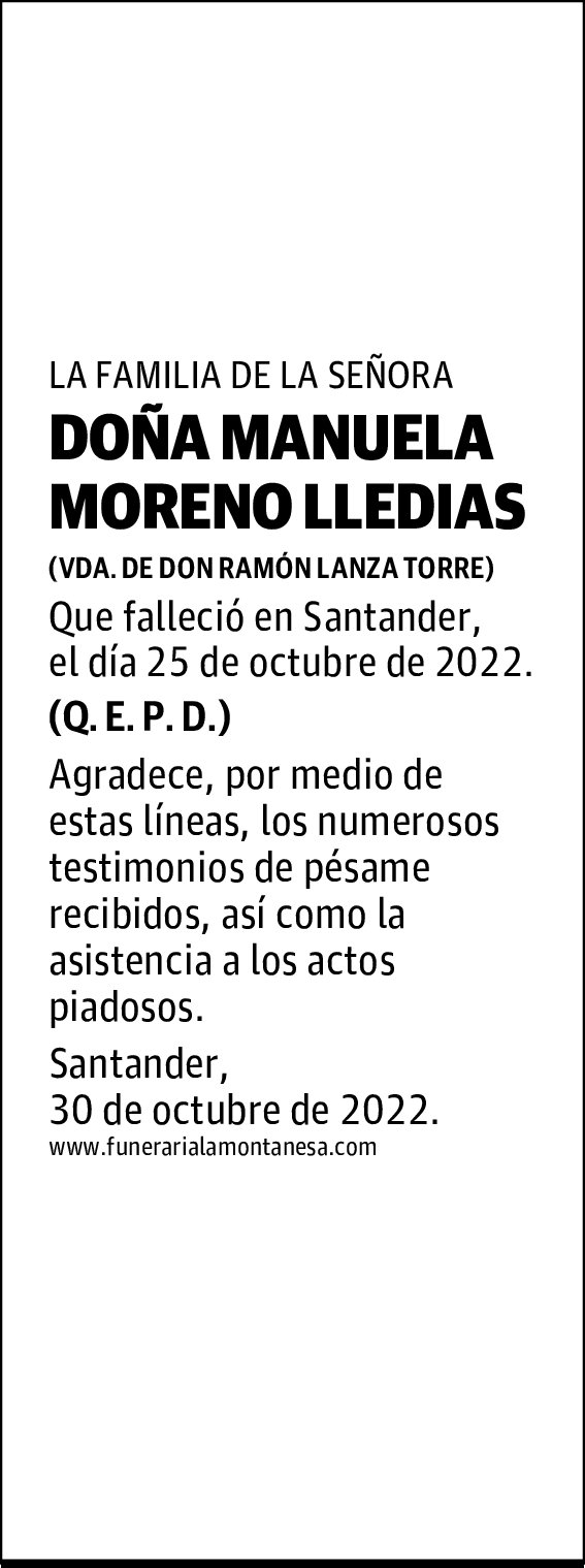 DOÑA MANUELA MORENO LLEDIAS