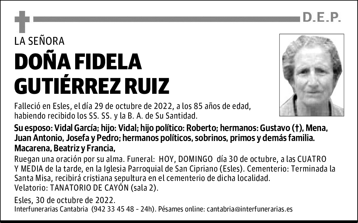 DOÑA FIDELA GUTIÉRREZ RUIZ