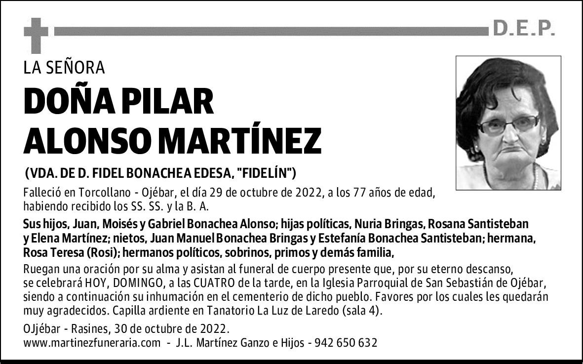 DOÑA PILAR ALONSO MARTÍNEZ