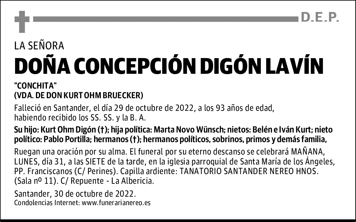 DOÑA CONCEPCIÓN DIGÓN LAVÍN