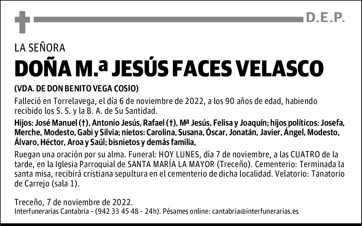 DOÑA M.ª JESÚS FACES VELASCO