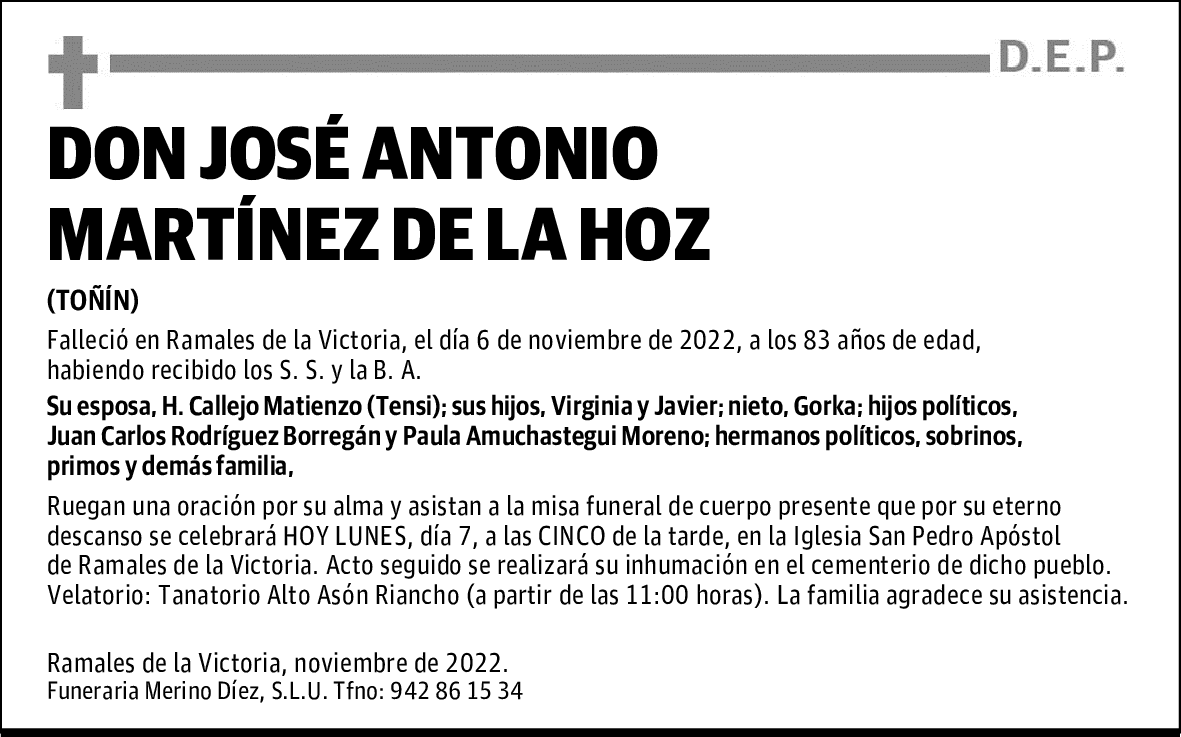 DON JOSÉ ANTONIO MARTÍNEZ DE LA HOZ