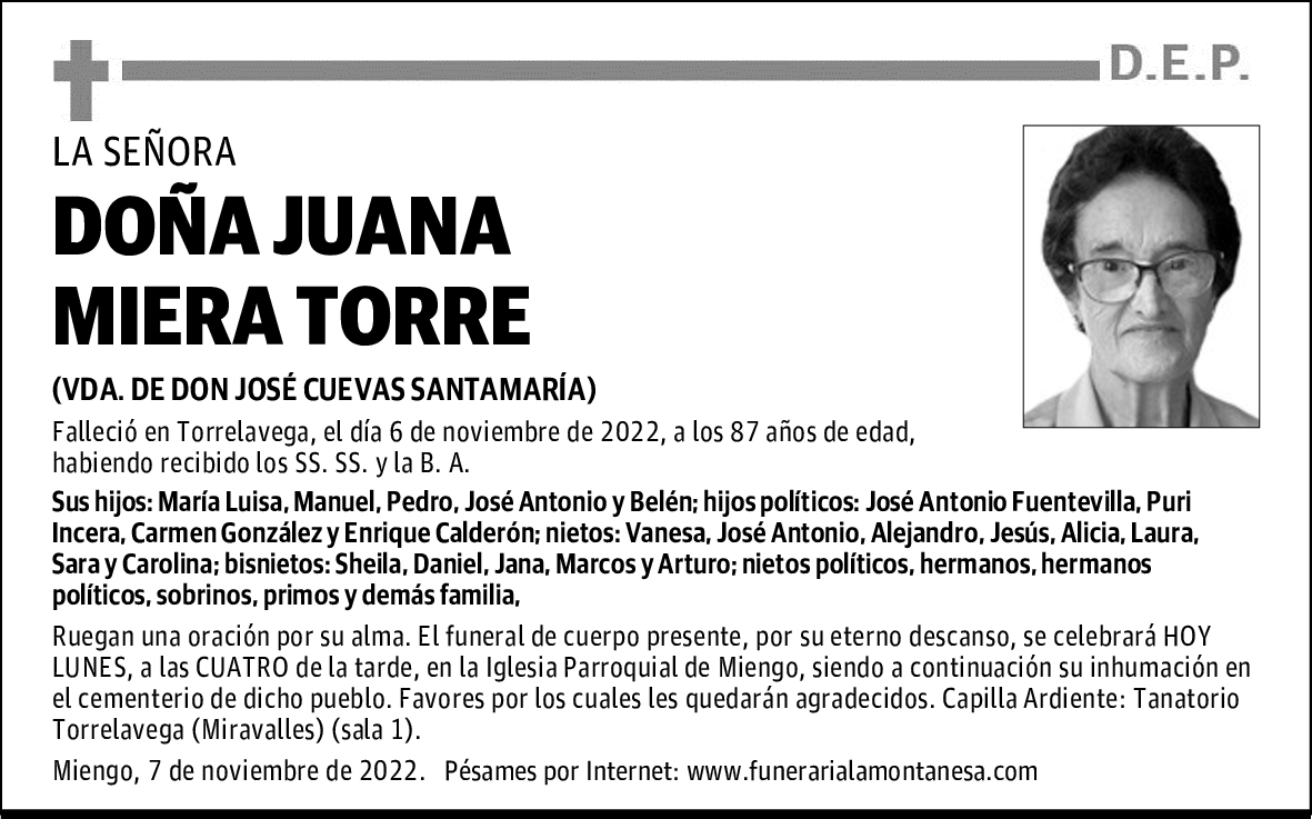 DOÑA JUANA MIERA TORRE
