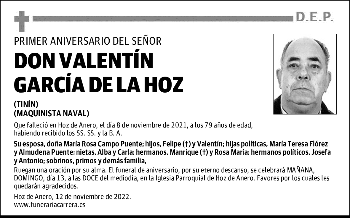 DON VALENTÍN GARCÍA DE LA HOZ