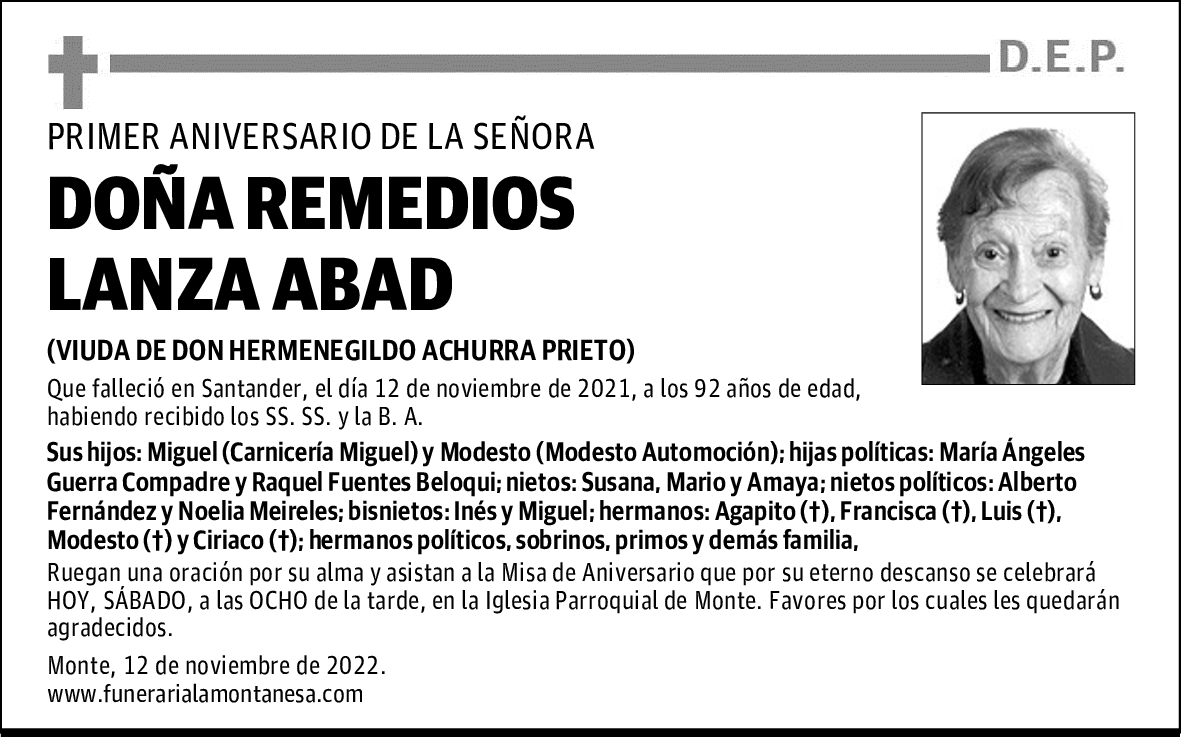 DOÑA REMEDIOS LANZA ABAD