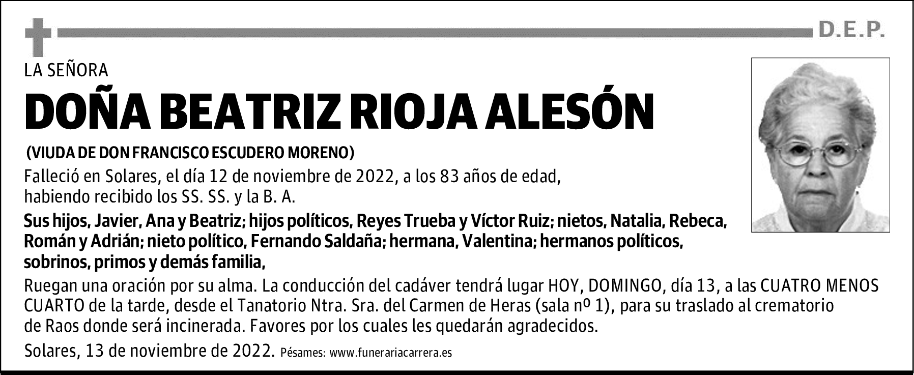 DOÑA BEATRIZ RIOJA ALESÓN