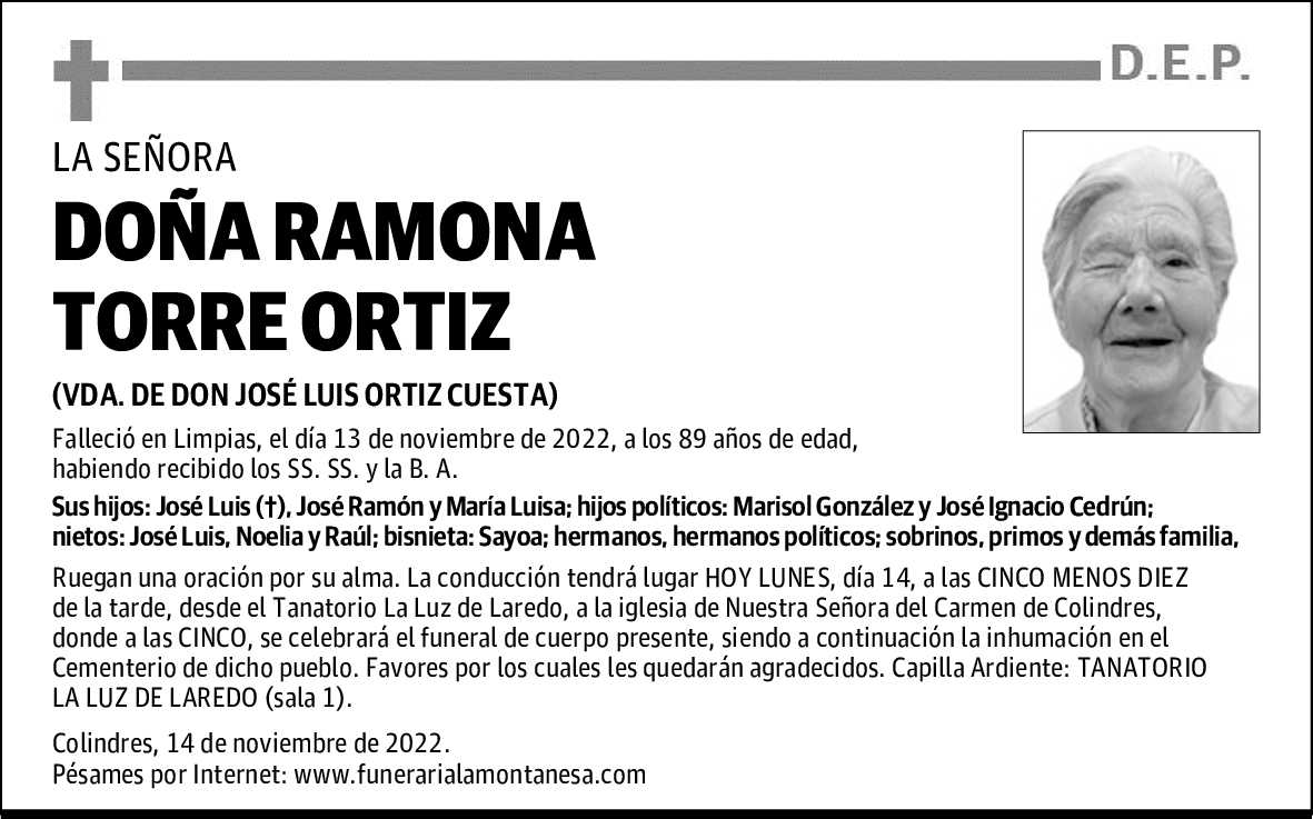 DOÑA RAMONA TORRE ORTIZ