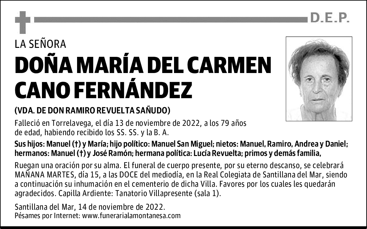 DOÑA MARÍA DEL CARMEN CANO FERNÁNDEZ