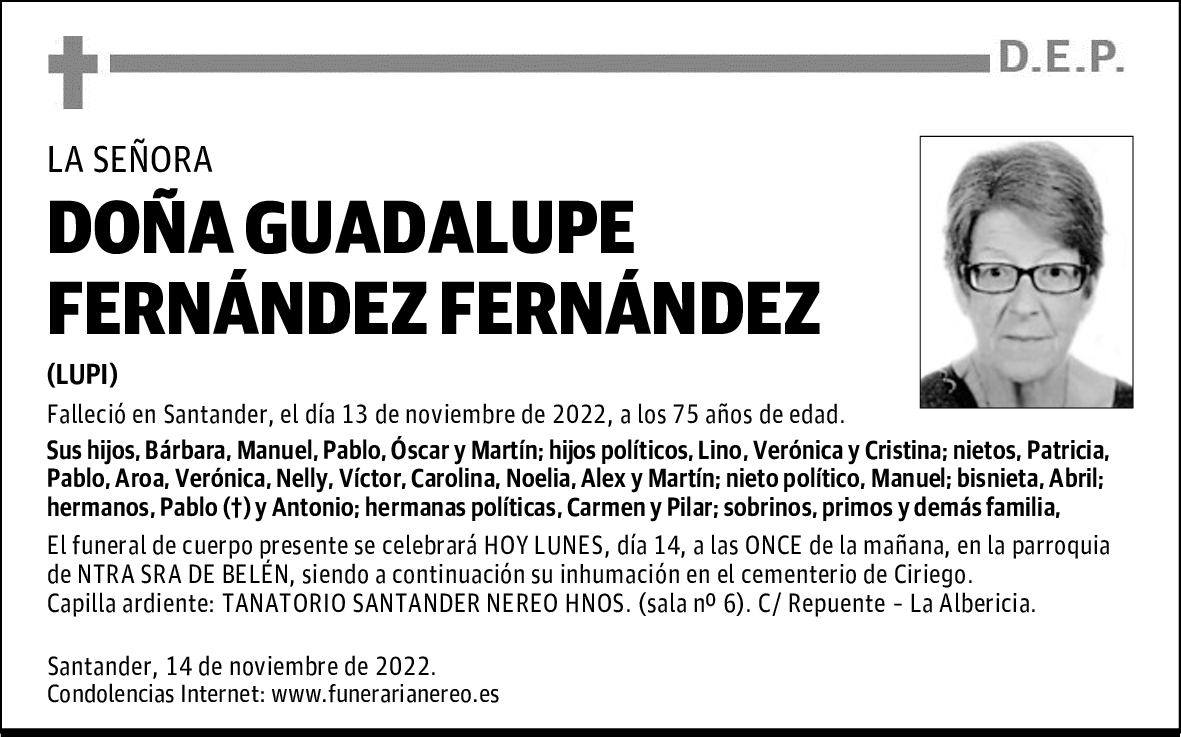 DOÑA GUADALUPE FERNÁNDEZ FERNÁNDEZ