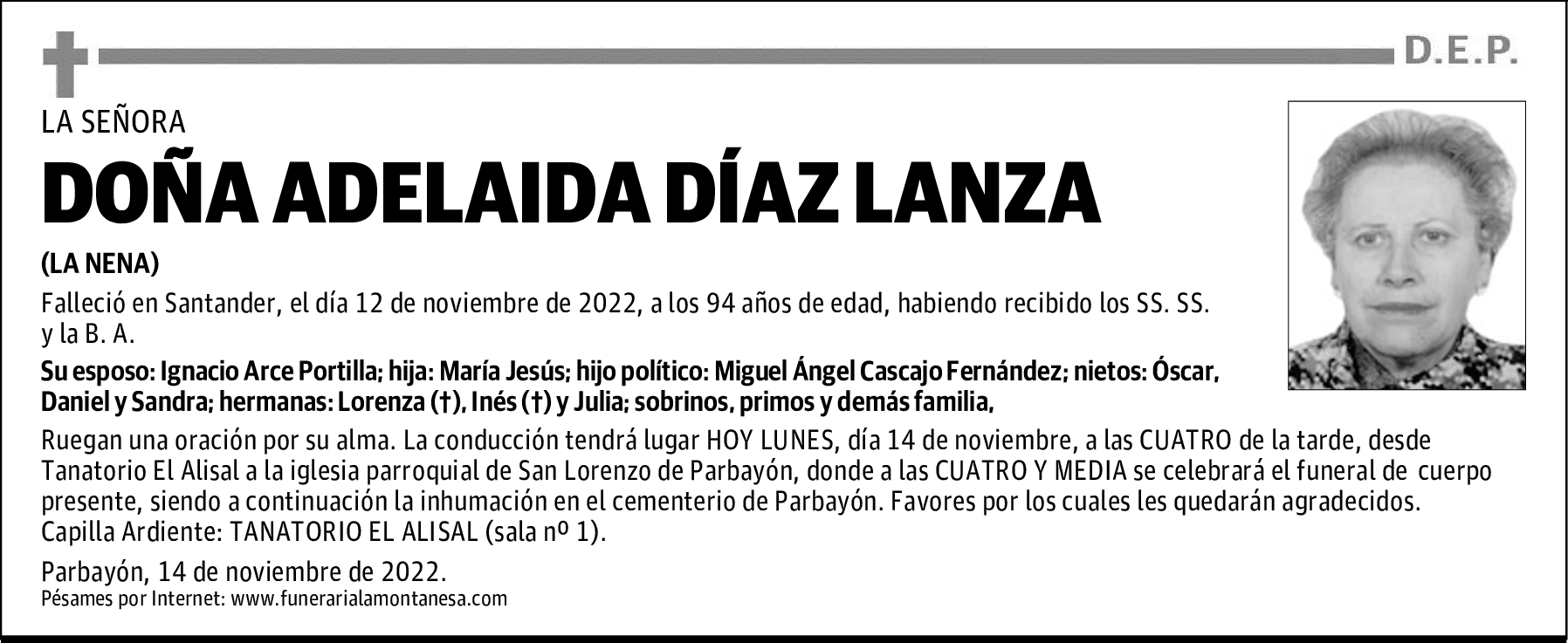 DOÑA ADELAIDA DÍAZ LANZA