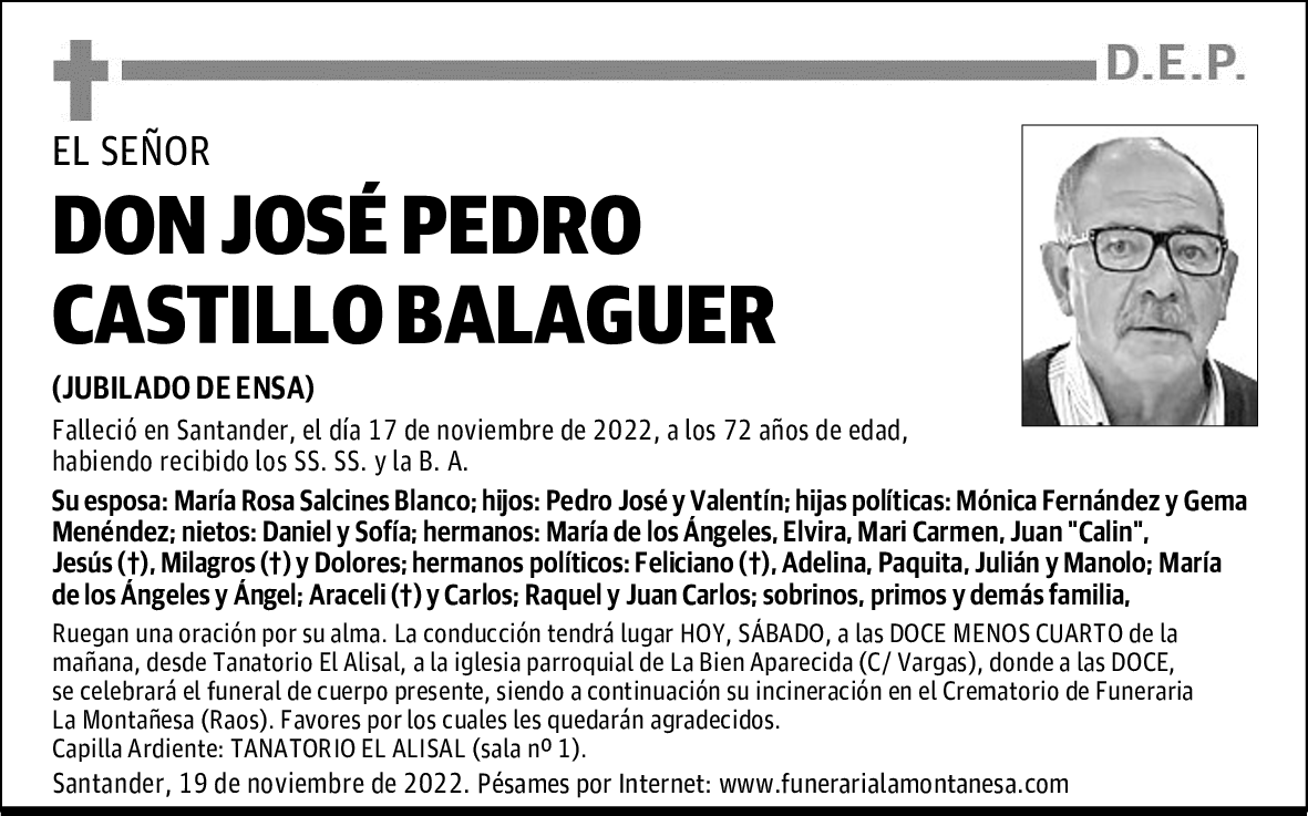 DON JOSÉ PEDRO CASTILLO BALAGUER