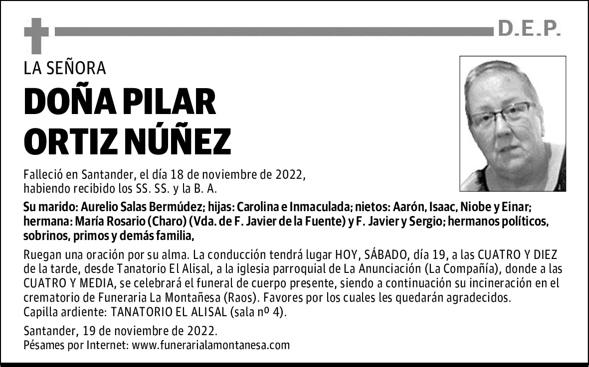 DOÑA PILAR ORTIZ NÚÑEZ