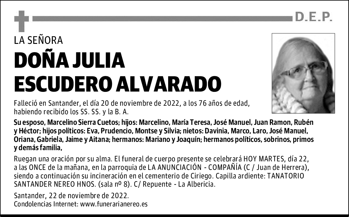 DOÑA JULIA ESCUDERO ALVARADO